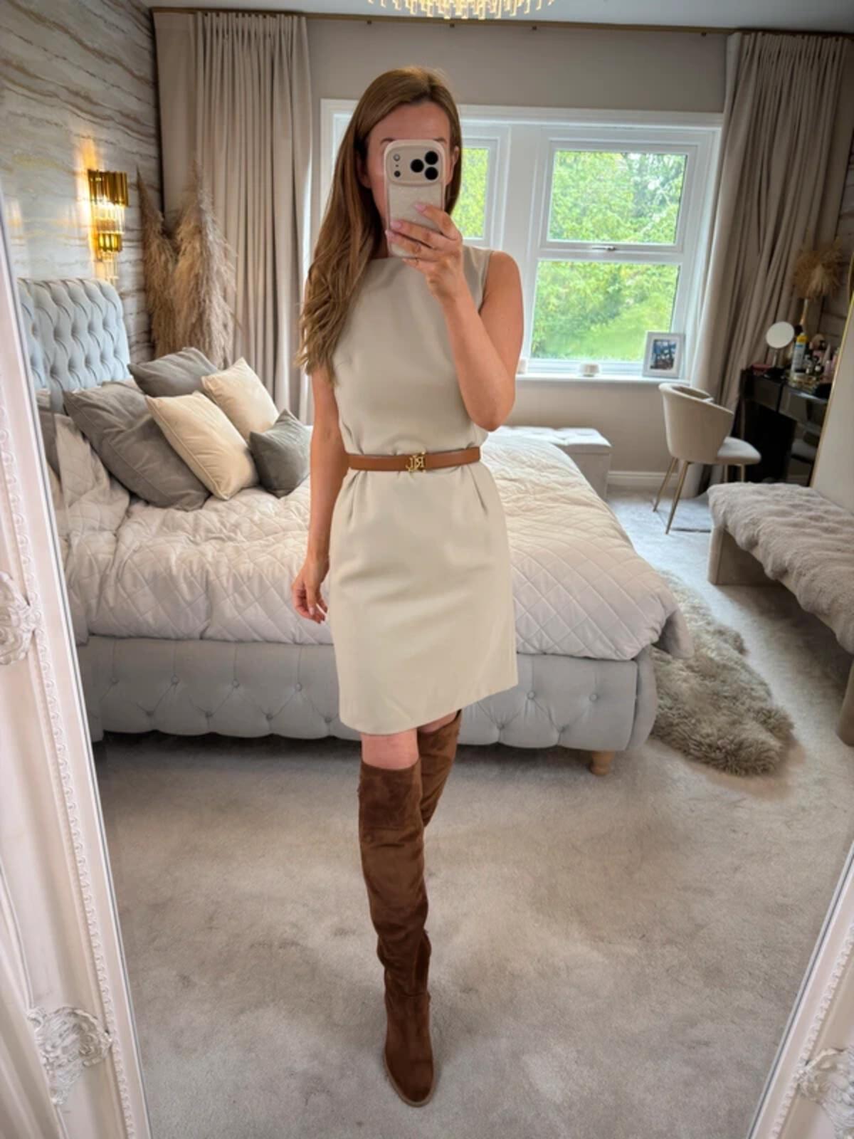 Vintage M&S Light Beige Dress 10