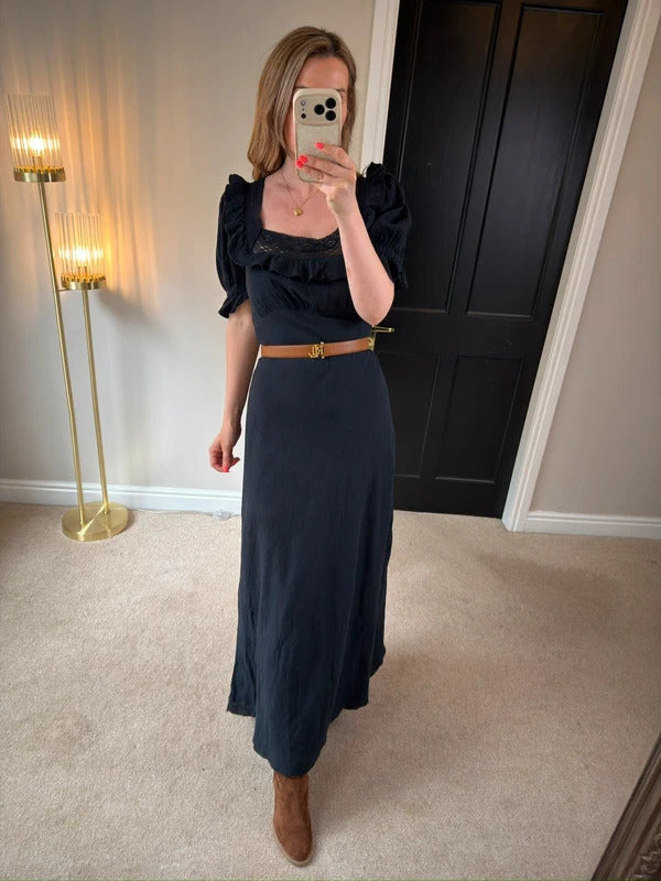 Free People Now & Forever Navy Midi Dress Medium