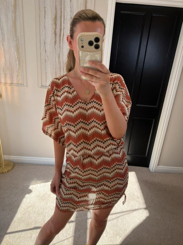 South Beach Copper Crochet ‘Poolside’ Ruched Cover Up 12