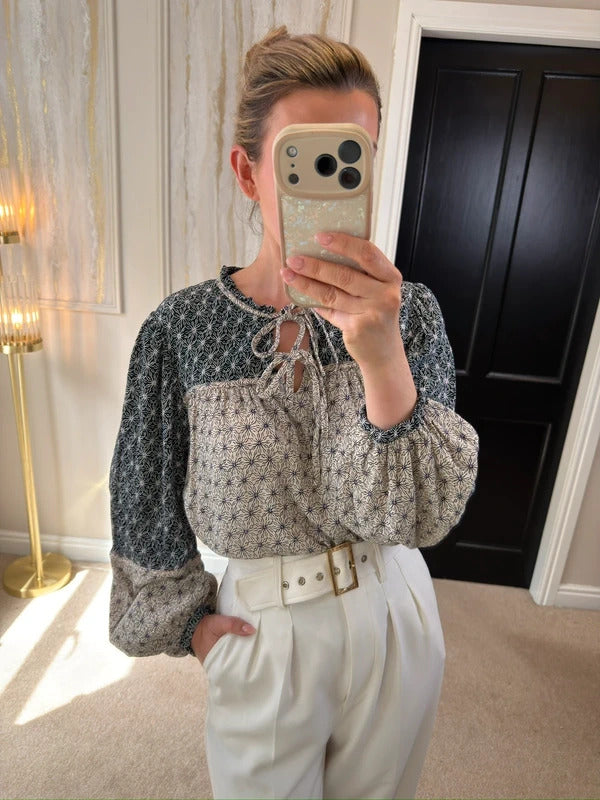 Per Una Cream & Navy Boho Blouse 12