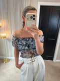 Y2K Sheer Floral Long Blouse Small