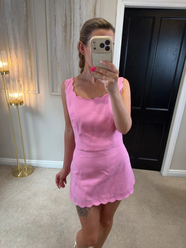 Gap Pink Linen Blend Skirt Co Ord Medium