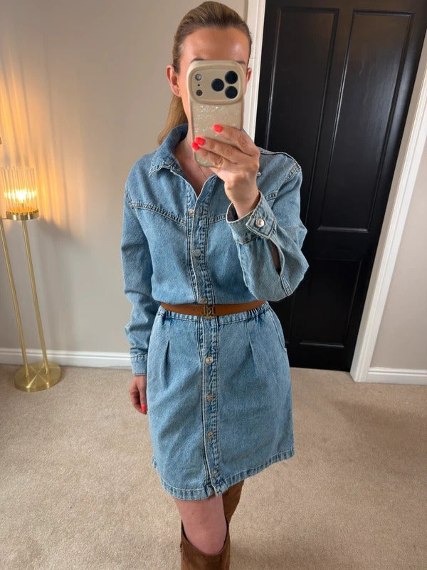 Mango Denim Shirt Dress Size Small