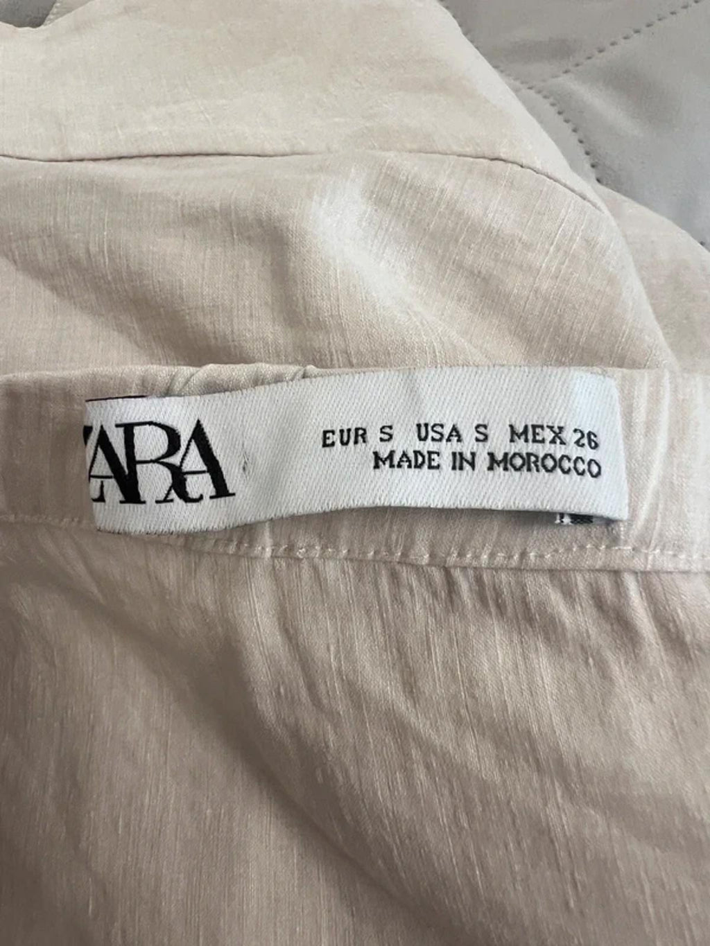 Zara Linen Mix Cream Asymmetrical Blouse Small