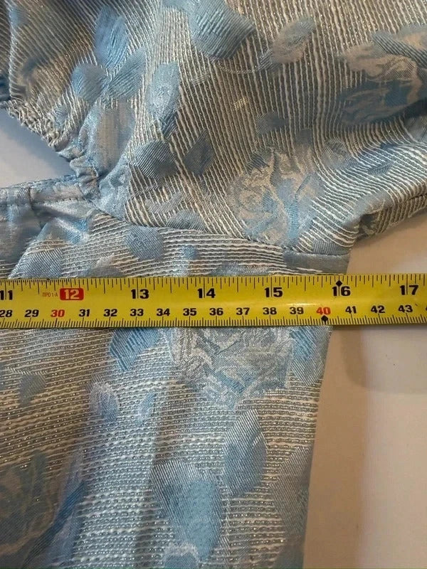 BNWT Miss Selfridge Blue Metallic Jacquard Floral Milkmaid Dress Small