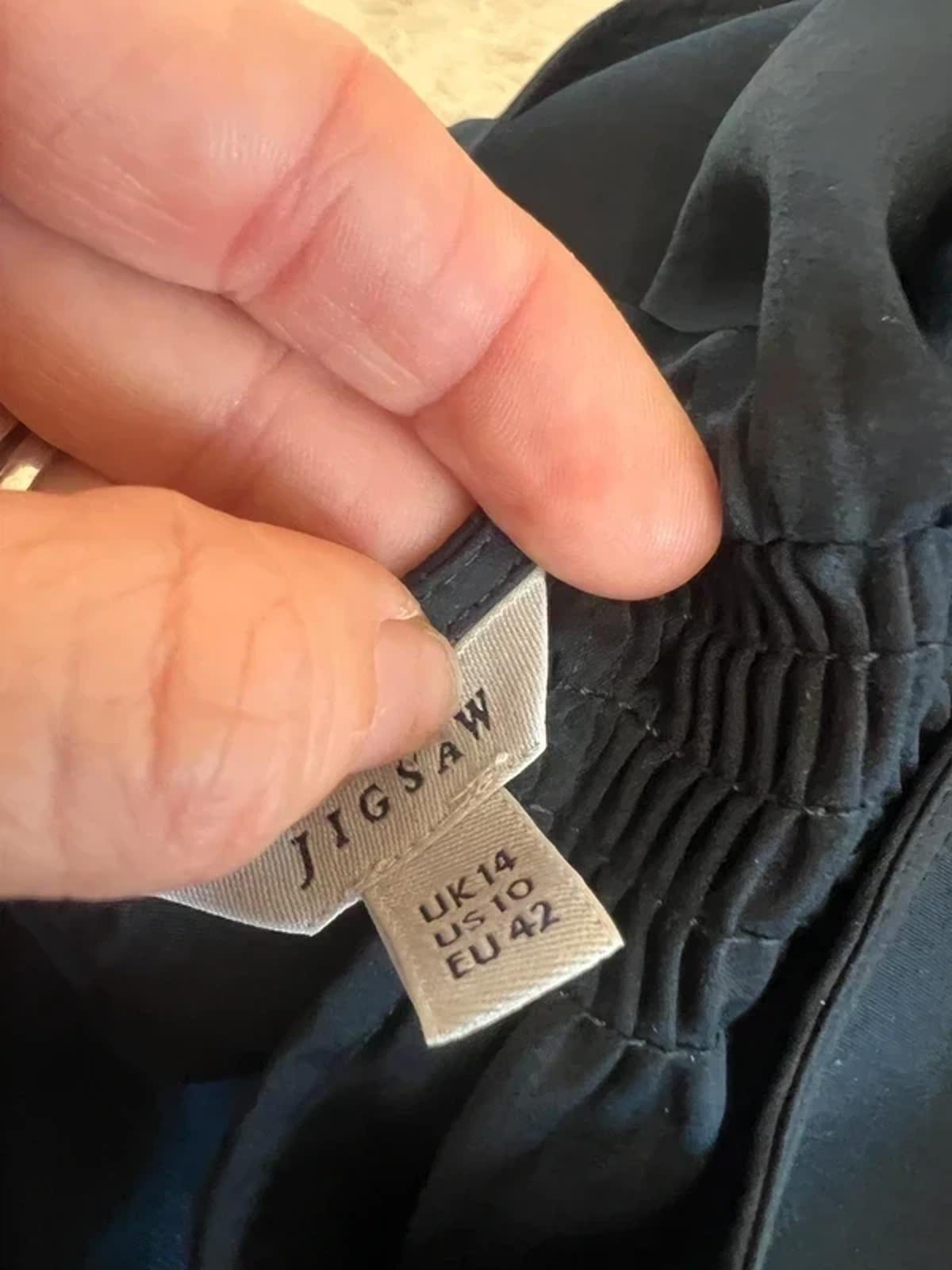 Jigsaw Navy Satin Blouse 14 ⭐