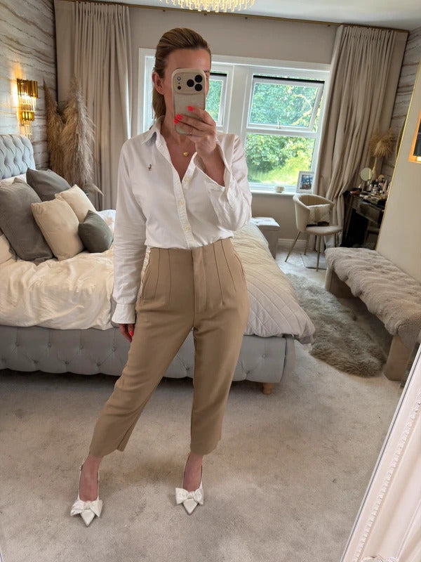 Zara Camel Brown High Waisted Trouser Large