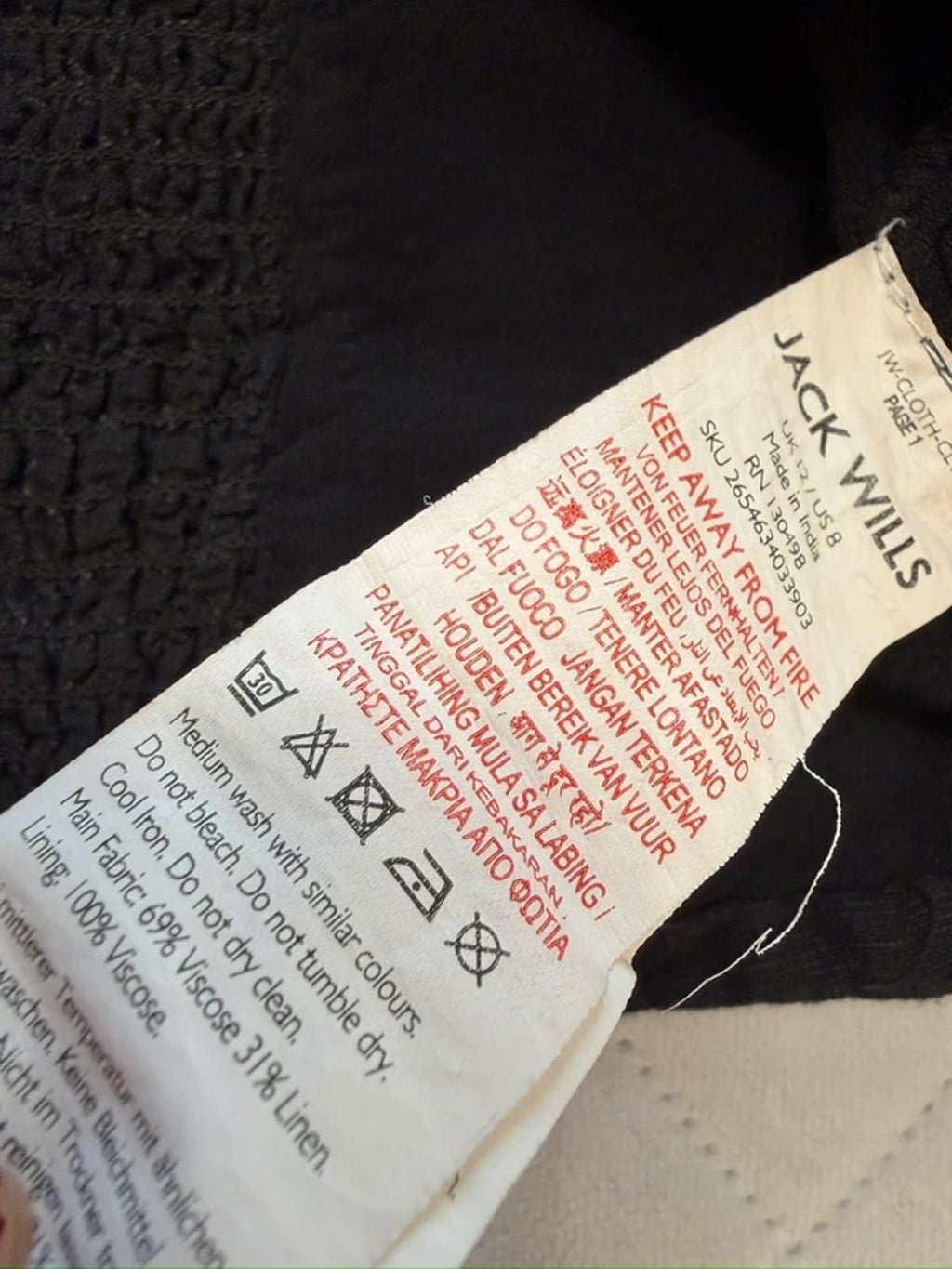 Jack Wills Black Linen Mix Blouse 12