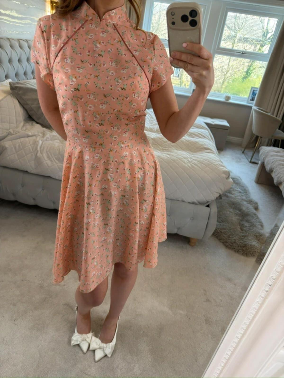 H&D Pink Floral Oriental Dress Large
