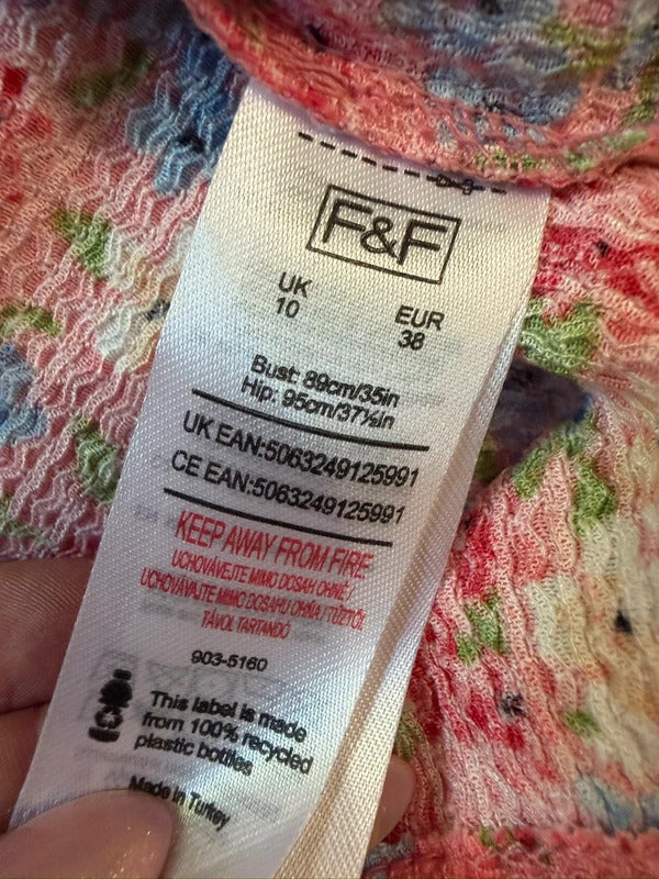 F&F Multicoloured Floral Frill Midi Dress 10