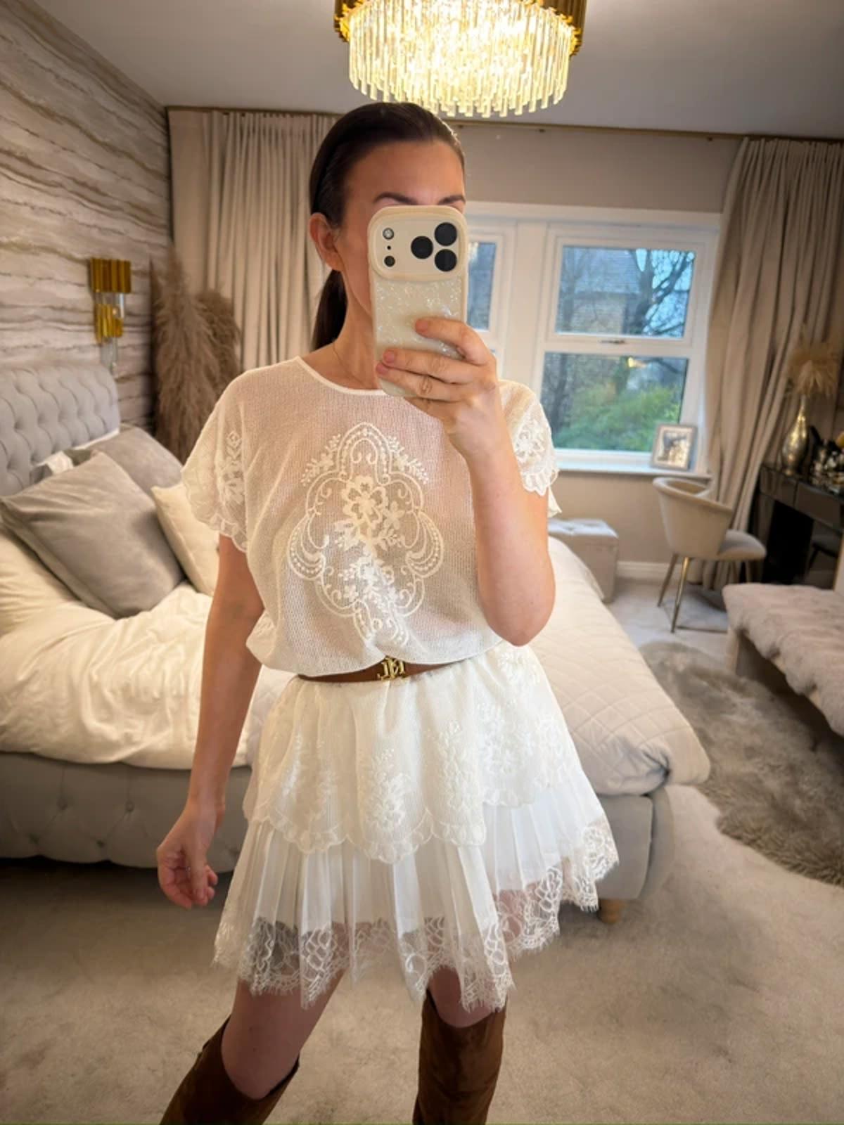 V by Very White Sheer Boho Top One Size