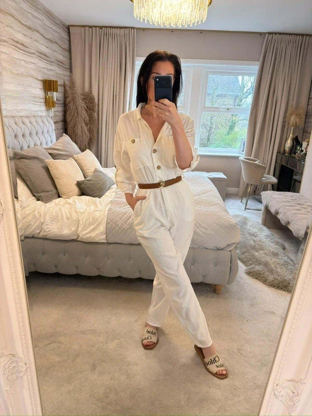 Zara White Linen Mix Jumpsuit XS