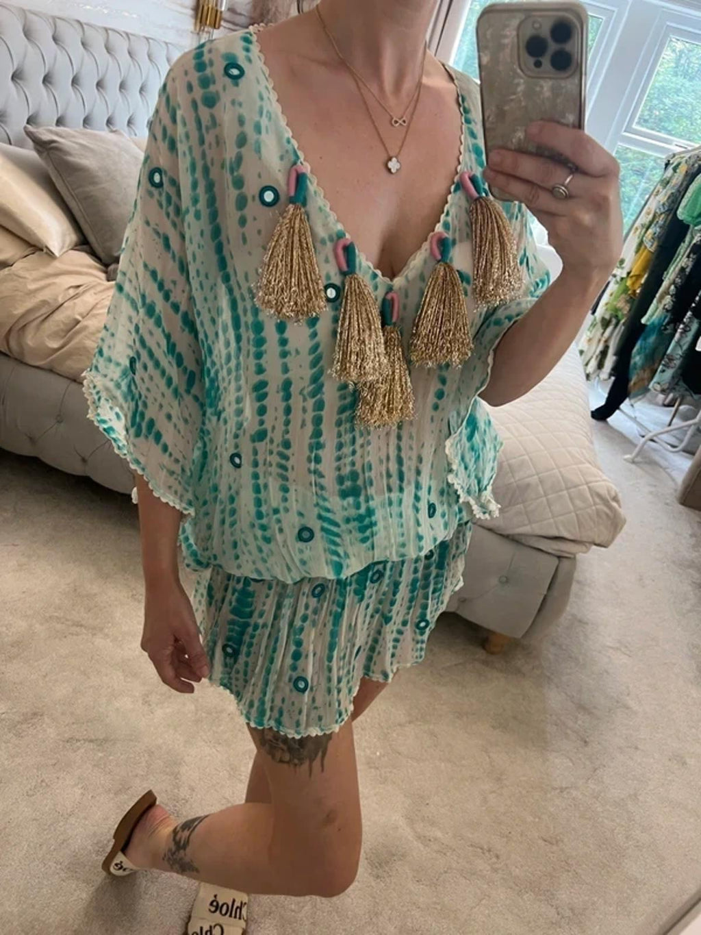 Miss June Sheer Green Kimono One Size