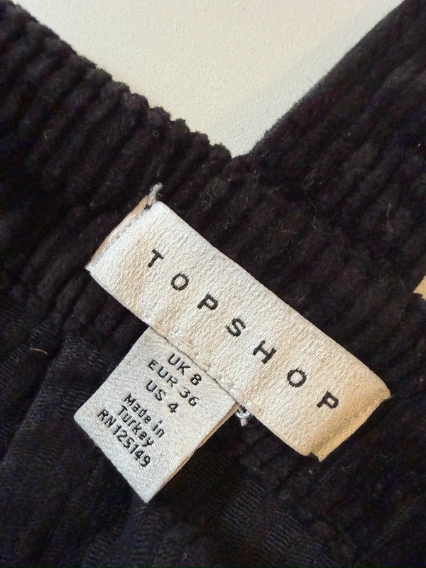 Topshop Black Corduroy Pinafore Dress 8
