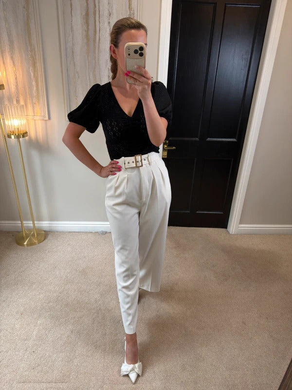 New Look Black Semi Sheer Top 8