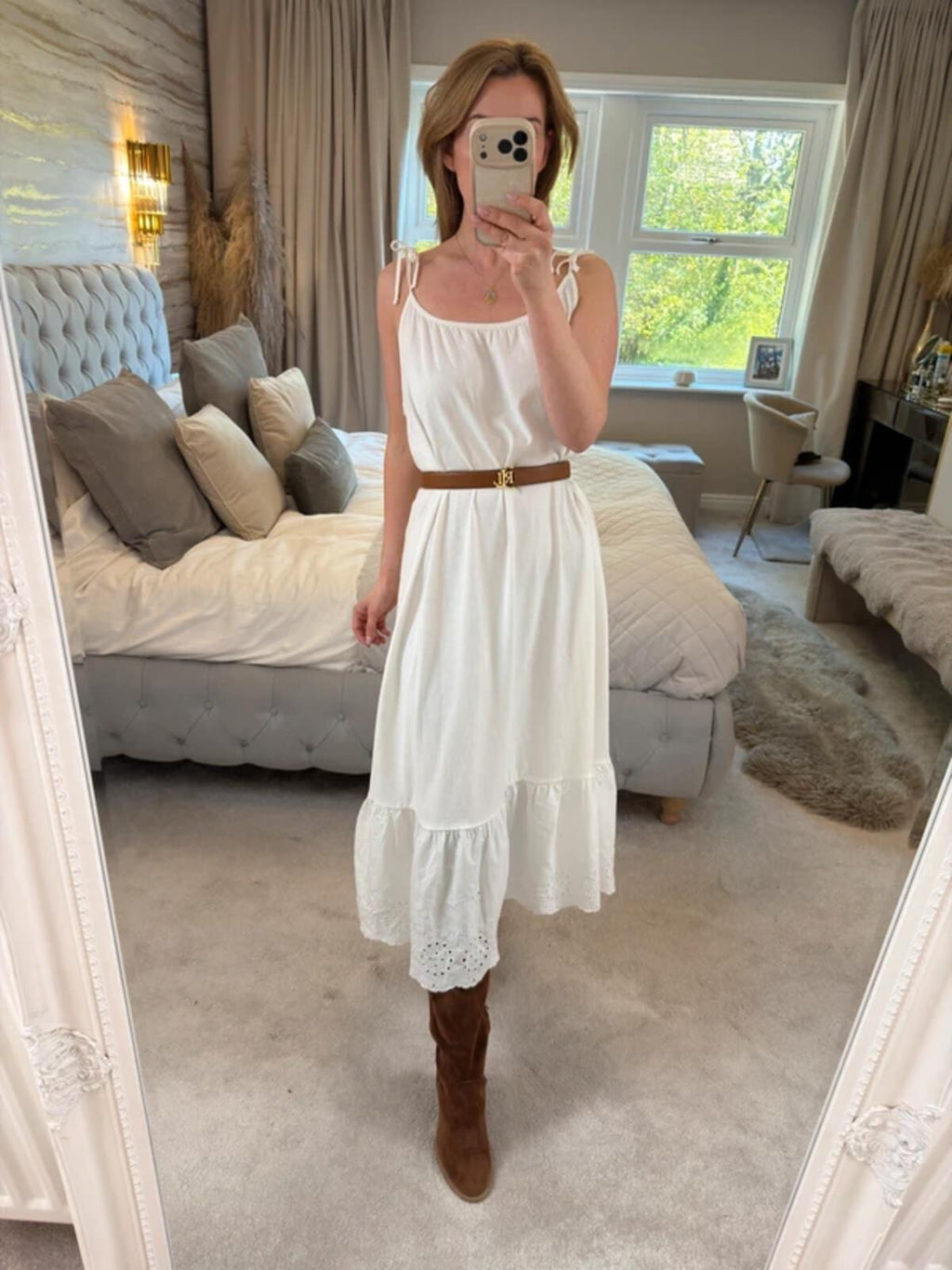 BNWT Next White 100% Cotton Broderie Anglaise Midi Dress 12