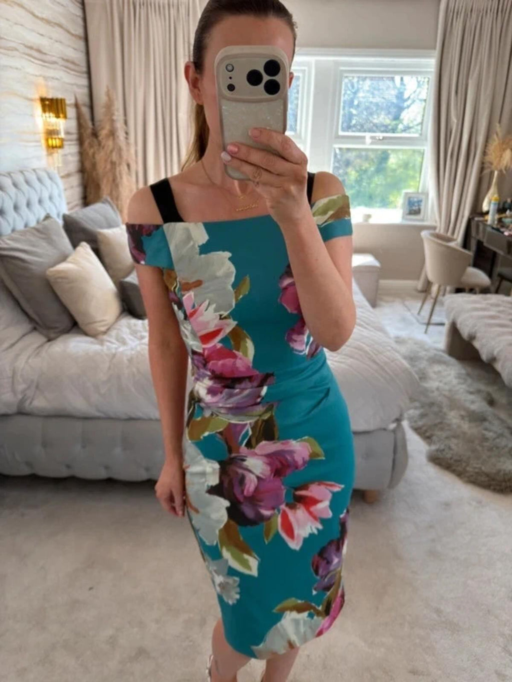 Karen Millen Teal Floral Dress 10