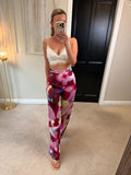 Zara Multicoloured Satin Wide Leg Trousers Small
