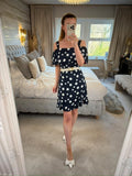 Michaela Louisa Navy & White Polka Dot Dress Small