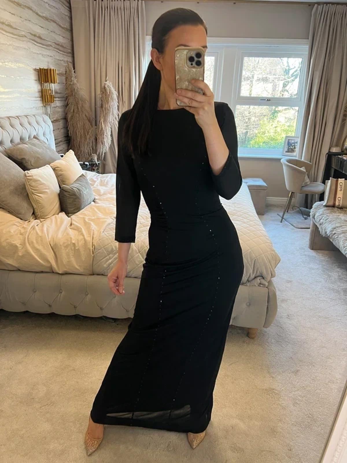 Mint Velvet Black Sparkly Sequin Gown 10