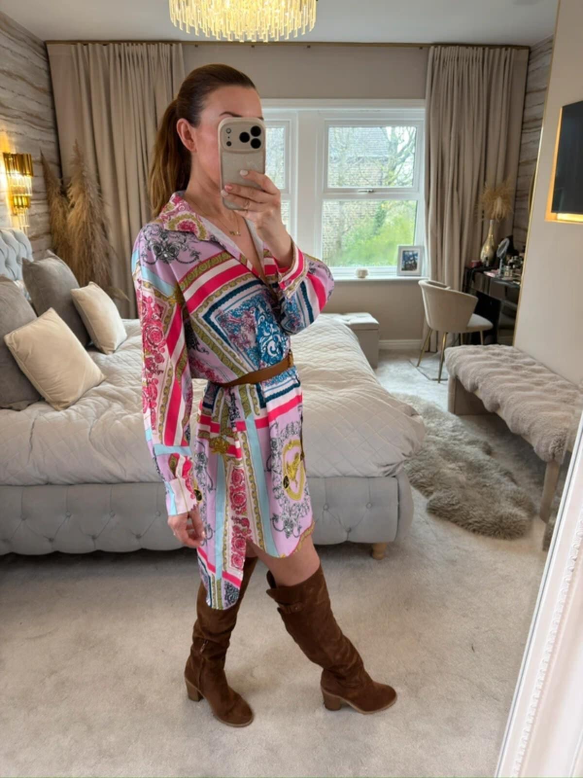 Oversized Multicoloured Longline Shirt Dress One Size