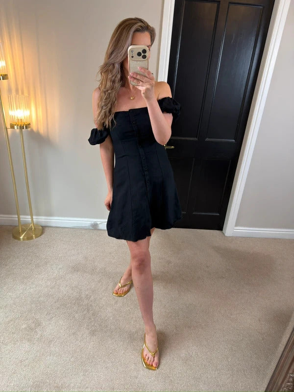 Zara Black Off The Shoulder Mini Dress XS