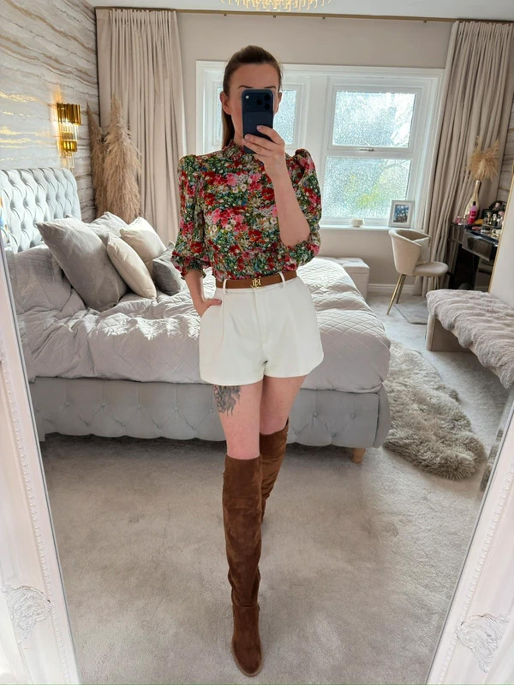 Zara Satin Floral Puff Sleeve Blouse XS