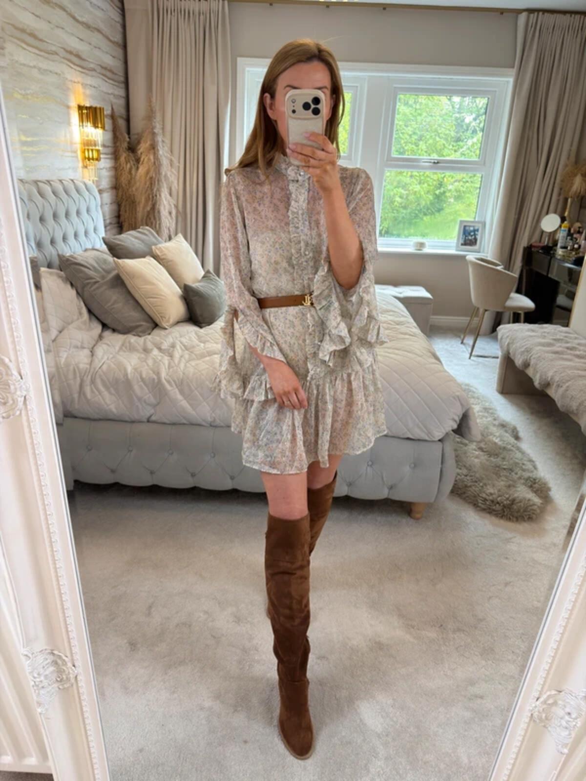 River Island Multicoloured Sheer Boho Frill Dress 10