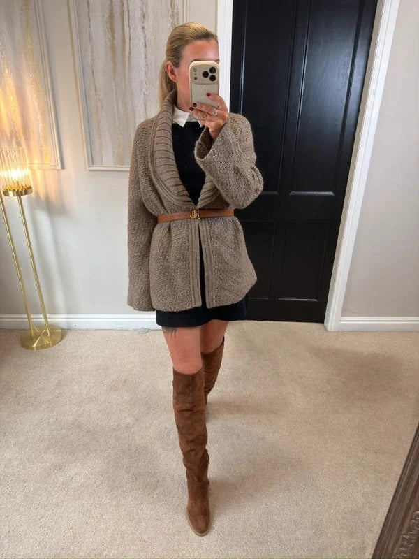 M&S Brown Knitted Open Cardigan 20