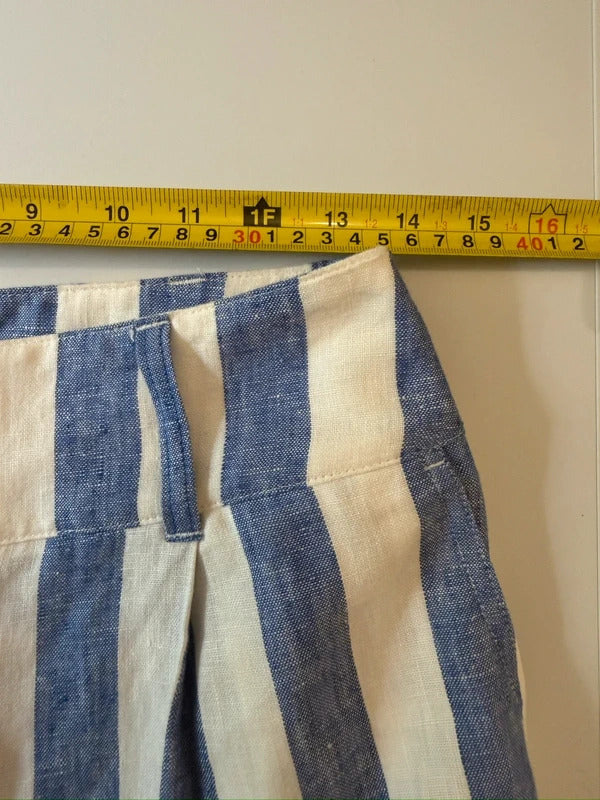 BNWT Boden Blue & White Stripe Wide Leg Linen Trousers 10R