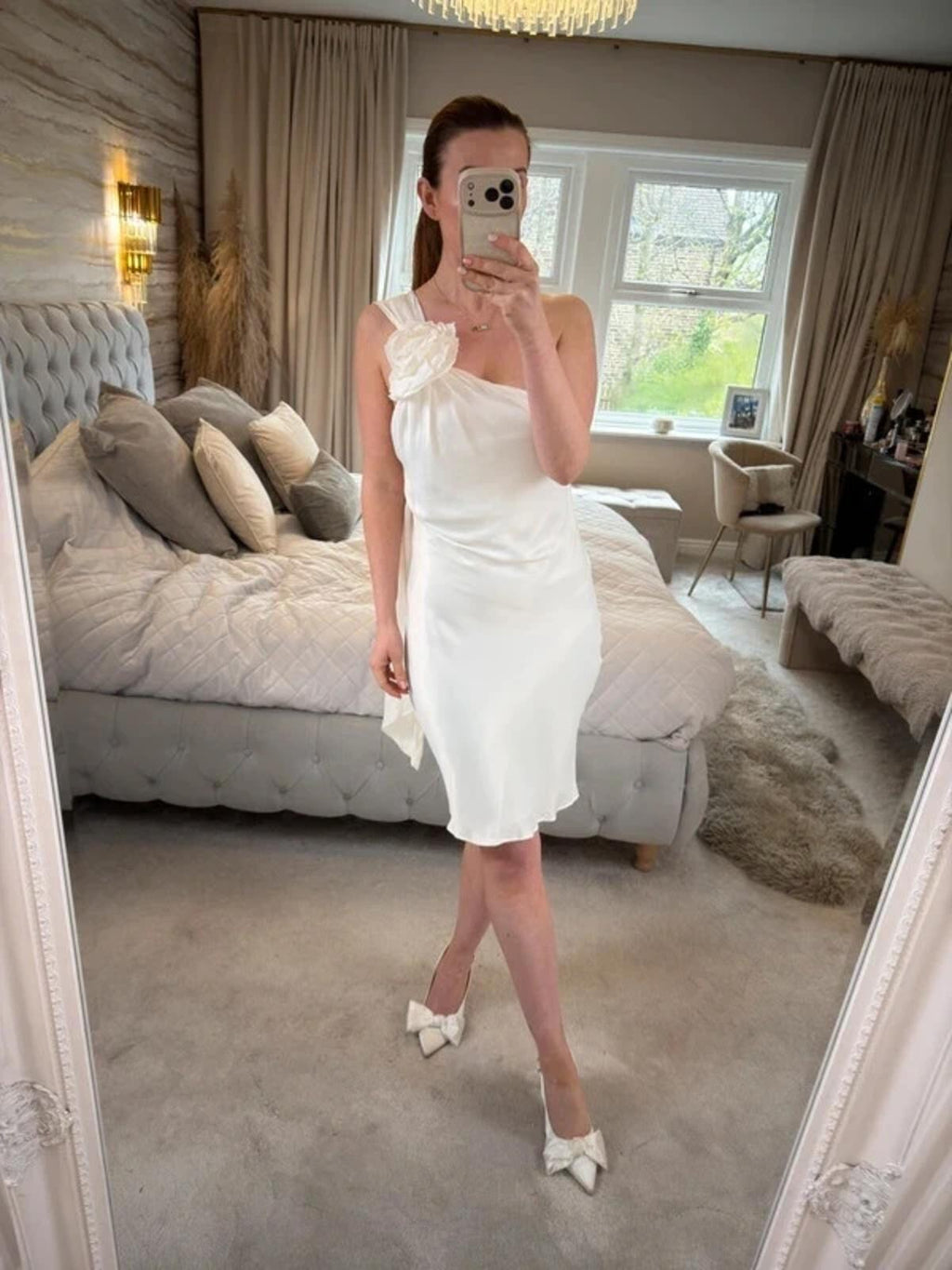 Zara Ivory 3D Floral Open Back Dress Medium