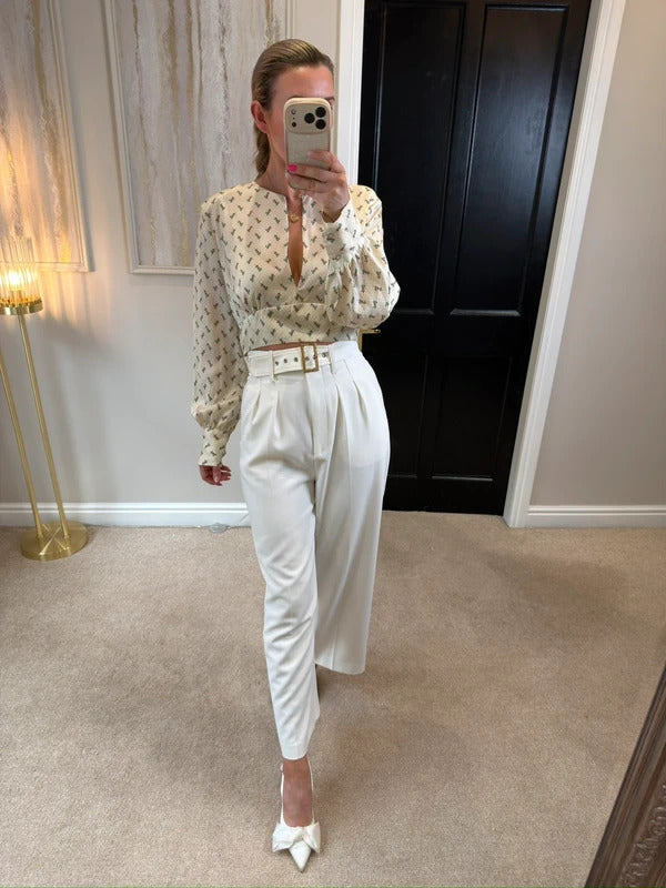 Zara Cream Satin Blouse XL
