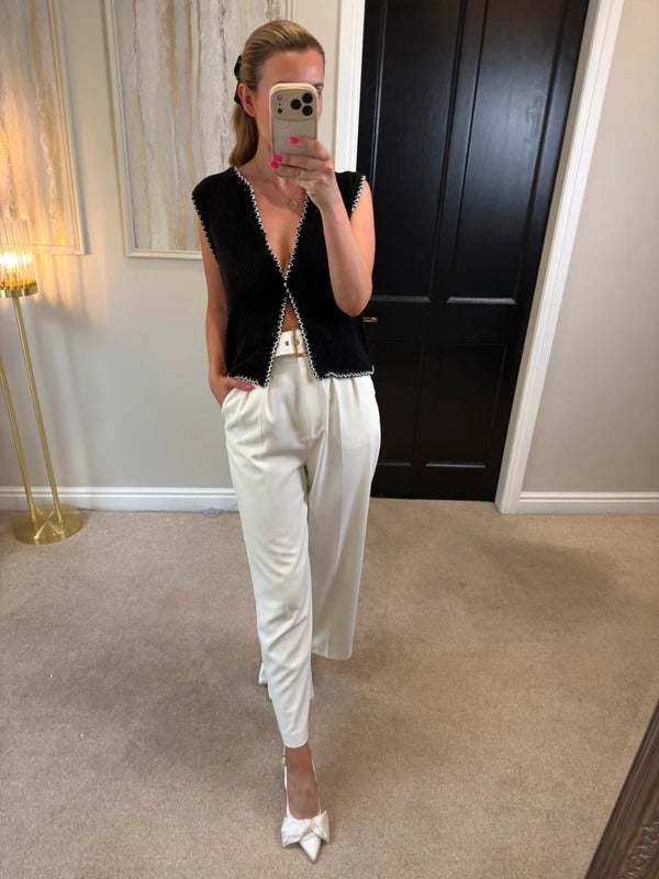 ASOS Black & White Crochet Waistcoat Small