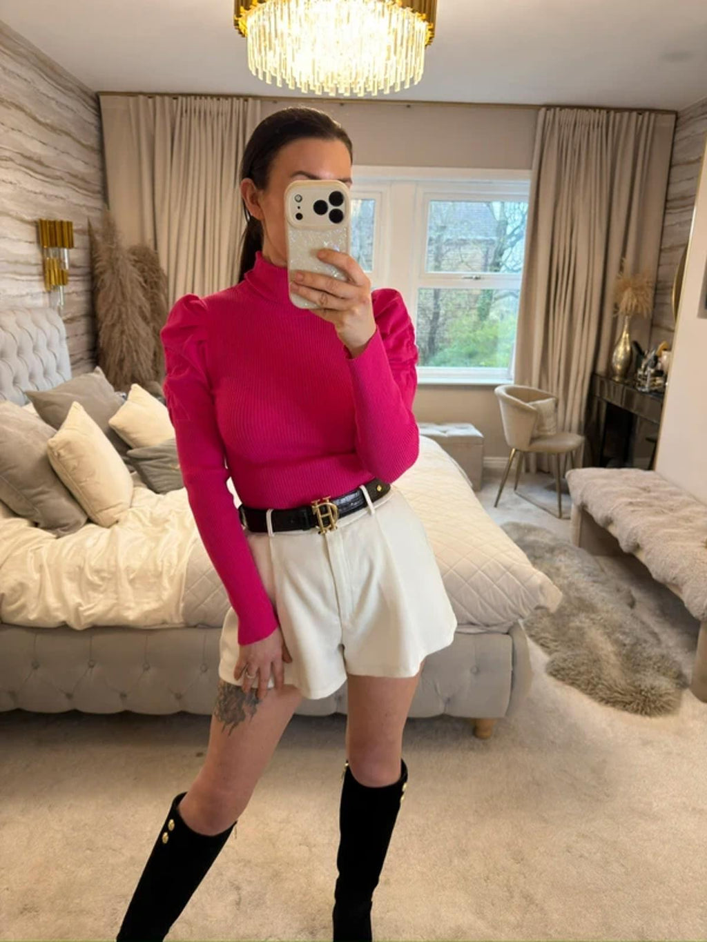River Island Pink Puff Shoulder Turtleneck Knitted Top 12