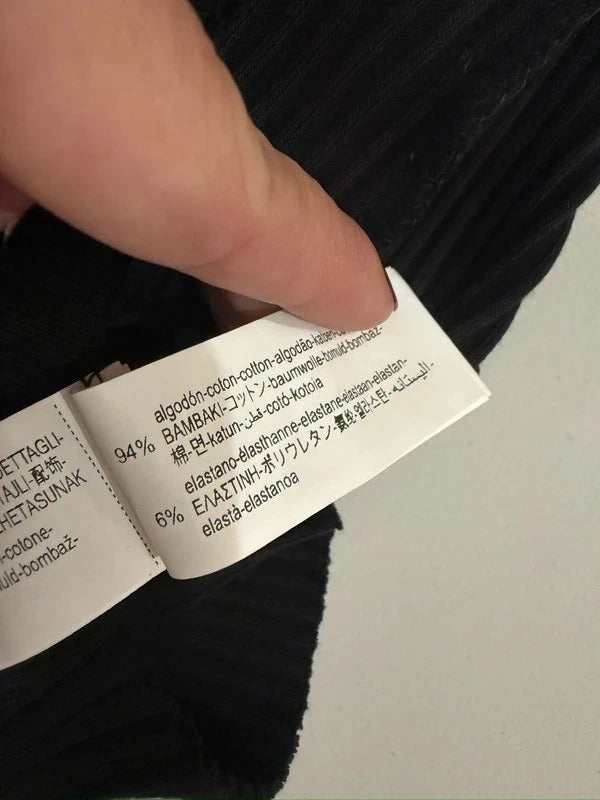 Zara Black Ribbed Cut Out Midi Dress Medium
