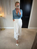 Hollister White Linen Blend Trousers Large