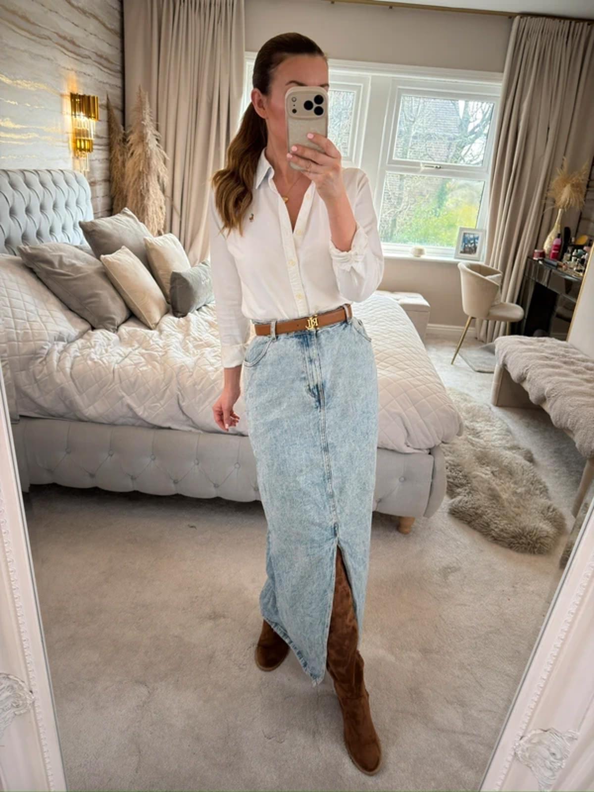 ASOS Light Denim Midaxi Skirt 18