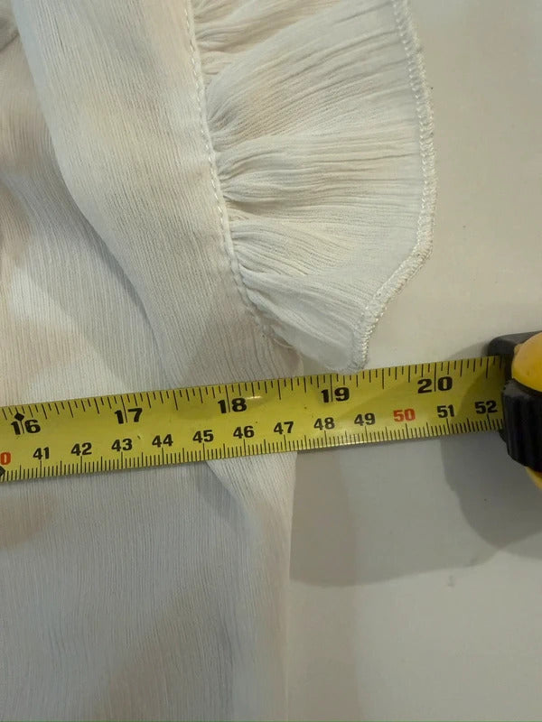 Boohoo Cream Semi Sheer Frill Blouse 6
