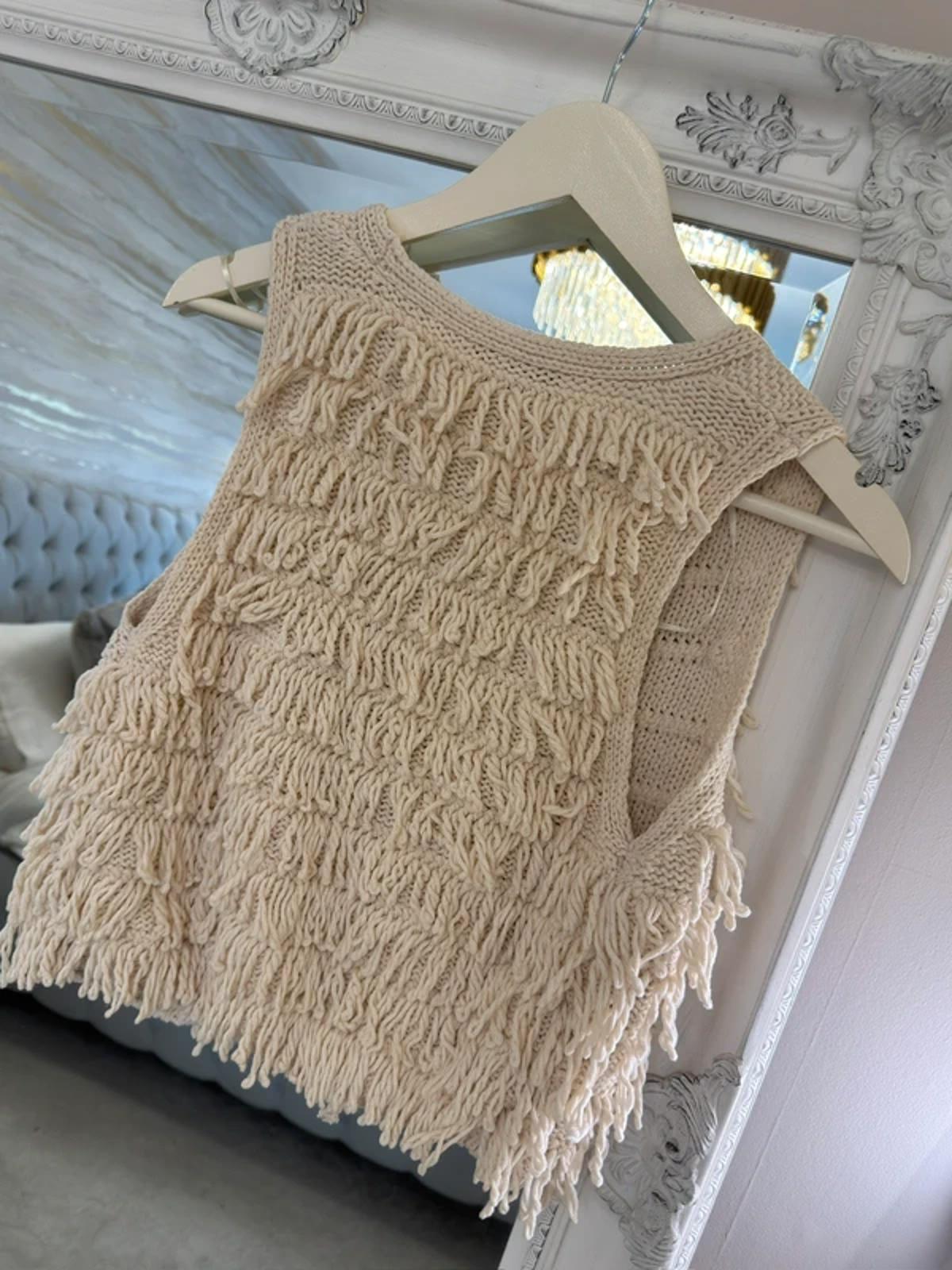 Cream Shaggy Boho Waistcoat 8