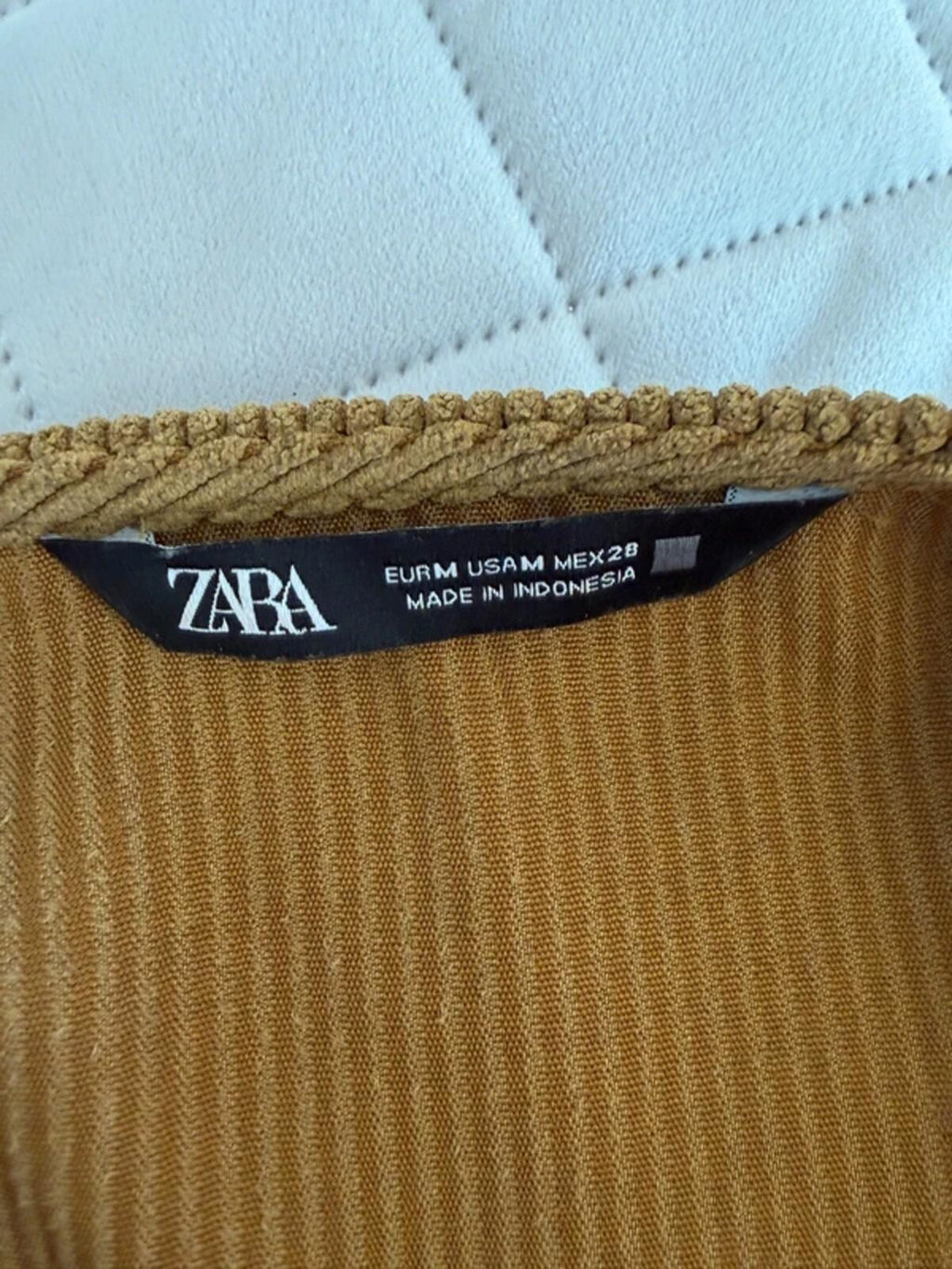 Zara Brown Corduroy Puff Sleeve Top Medium