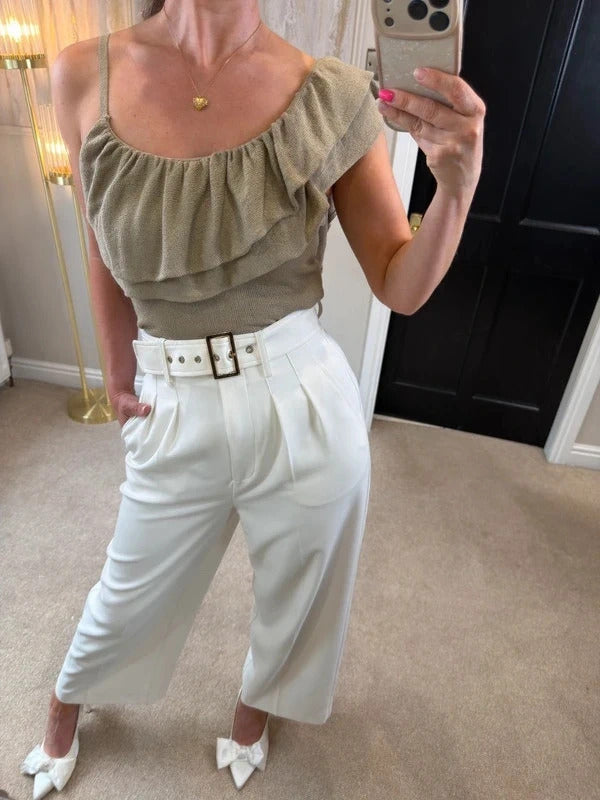 BNWT Zara Oatmeal Asymmetrical Knit Top Small