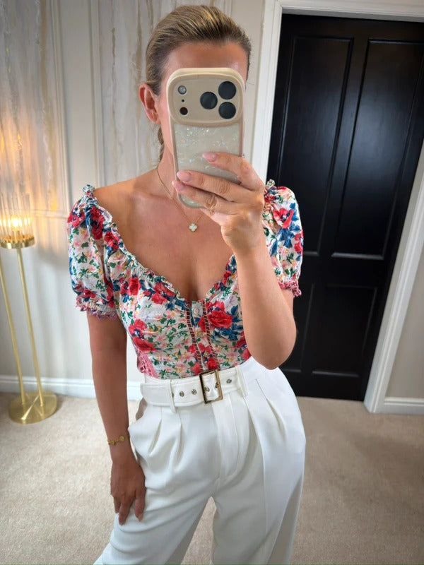 LoveShackFancy Bryant Rush of Red Silk Top 10