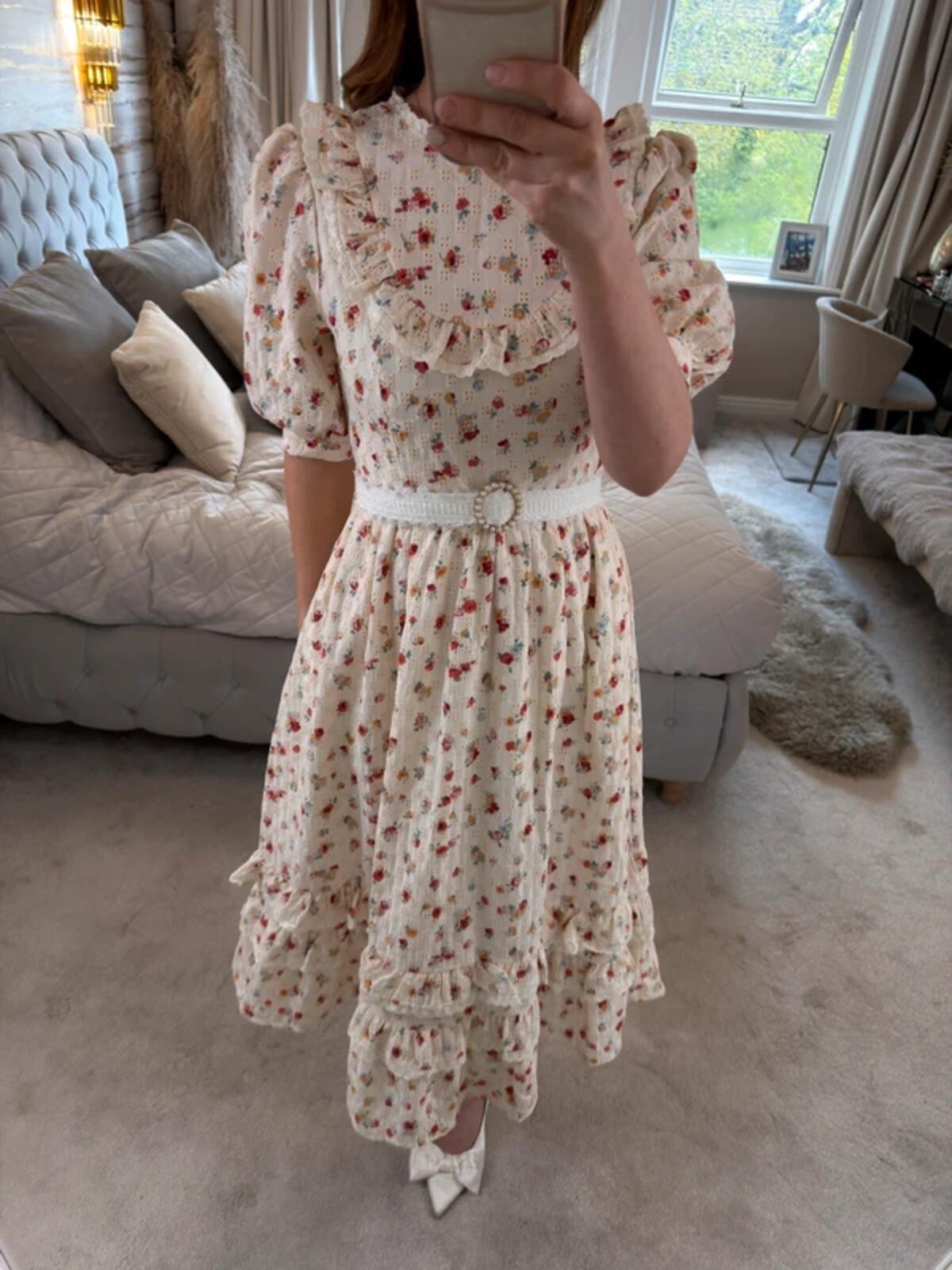 BNWT Anne Louise Boutique Floral Frill Midi Dress 8