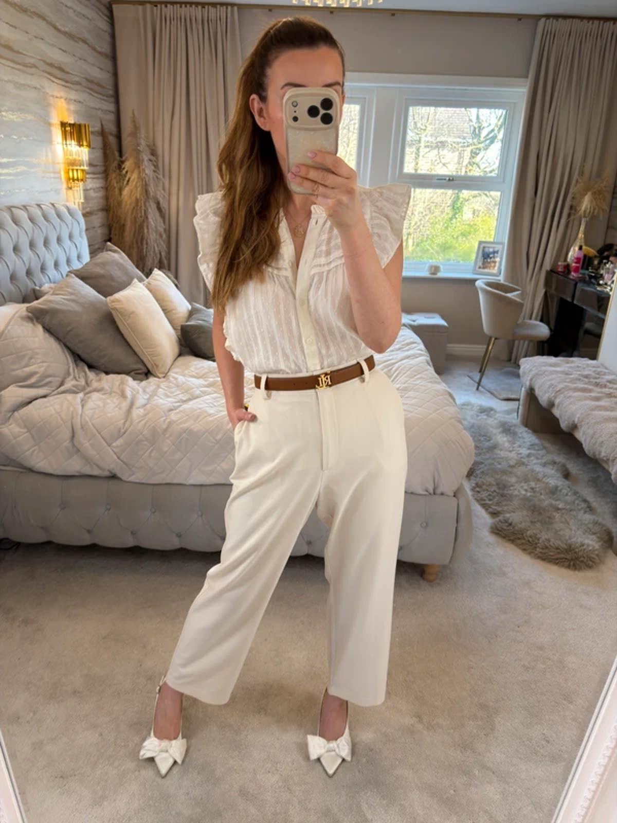 M&S Cream Boho Frill Blouse Petite 14