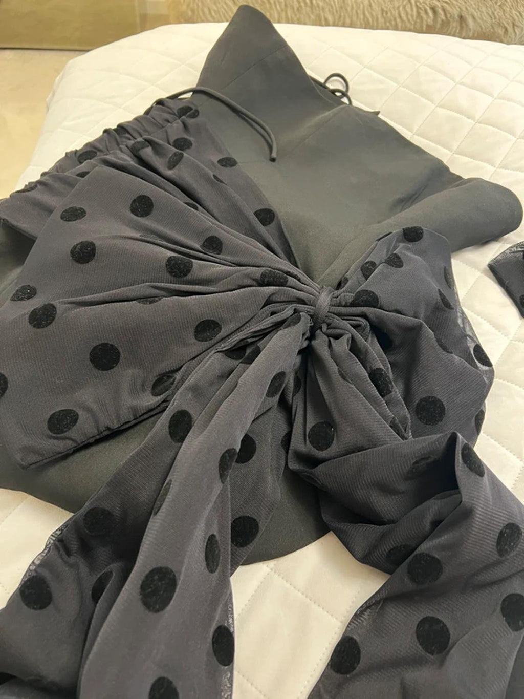 Murci Black Oversized Bow Mini Dress With Gloves 8