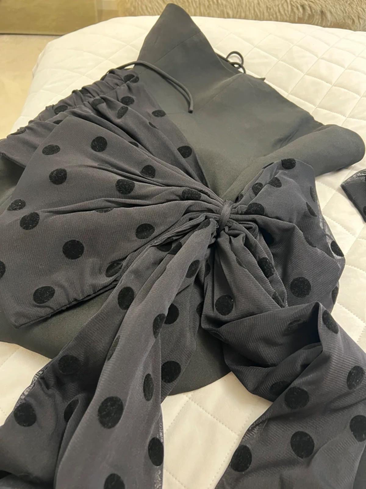 Murci Black Oversized Bow Mini Dress With Gloves 8