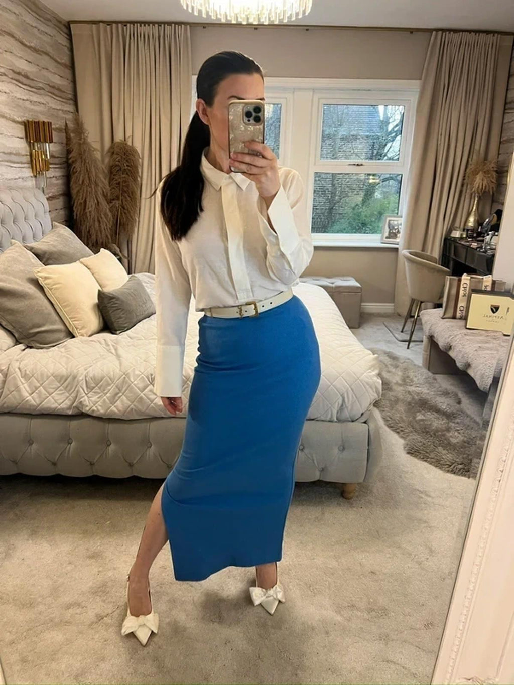 BNWT River Island Blue Ribbed Maxi Skirt 10