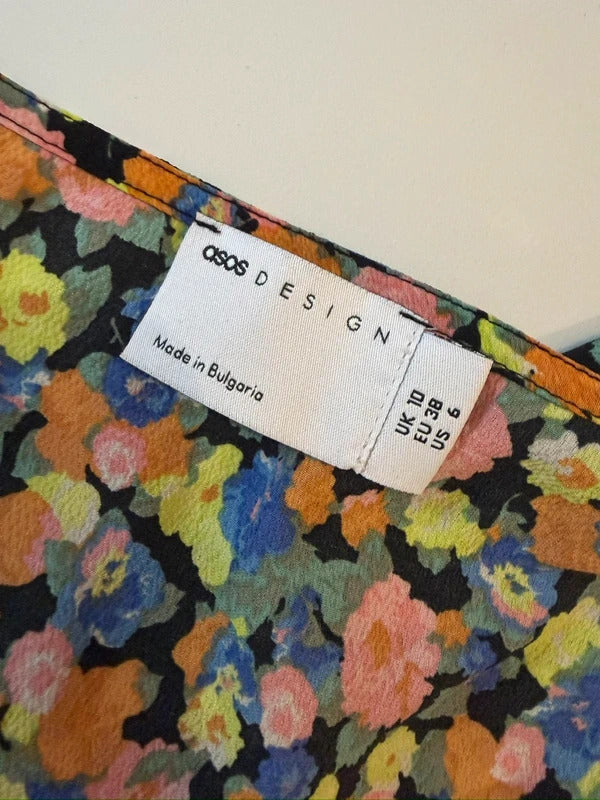ASOS Multicoloured Floral Tie Back Blouse 10