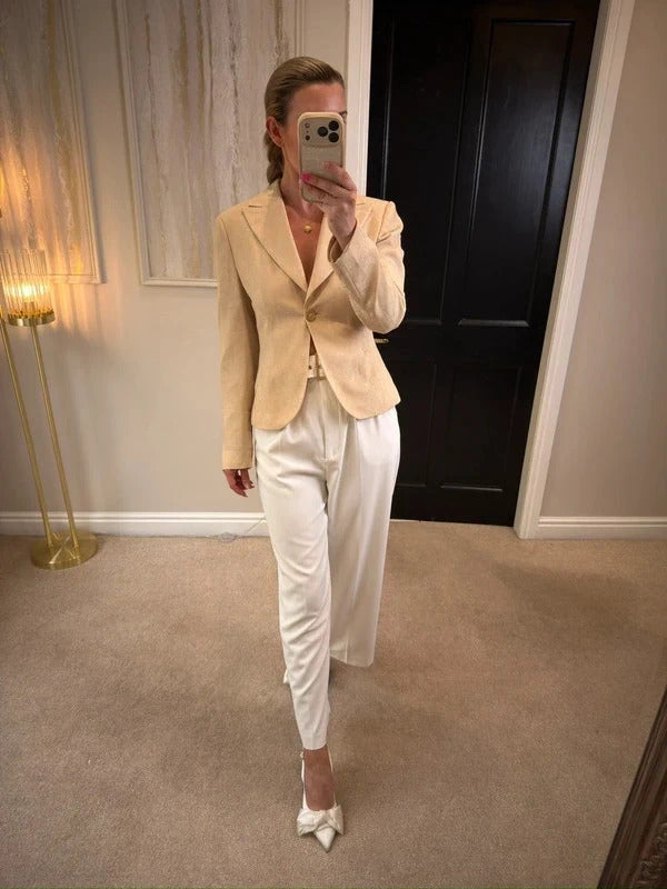 Vintage Mesut Cream Jacquard Blazer 12