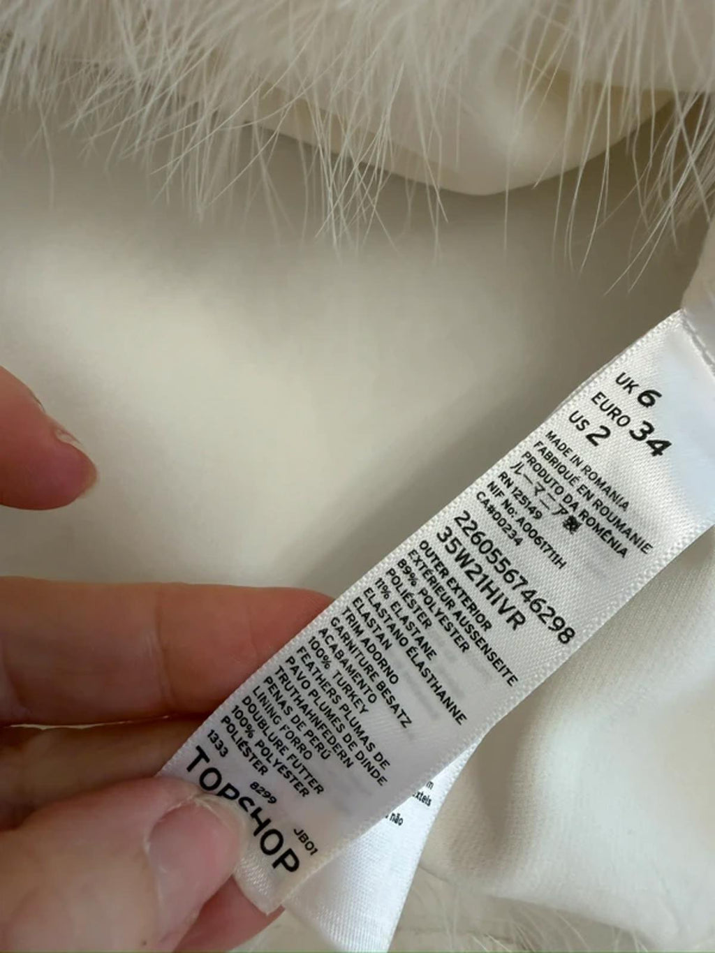 Topshop White Feather Mini Dress 6